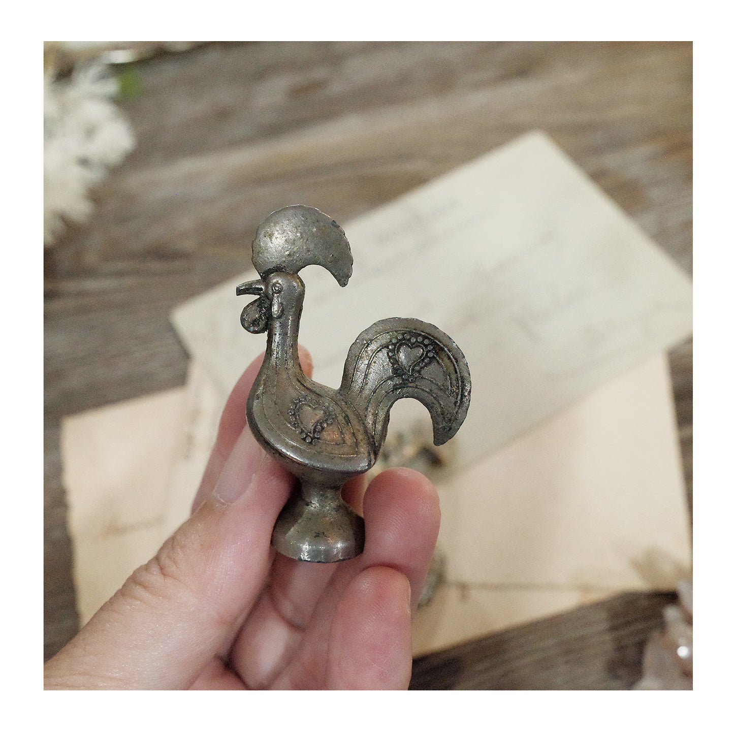 葡萄牙老件.錫製.銅鍍銀公雞小擺件.擺飾.收藏品.巴塞羅斯公雞.Rooster of Barcelos