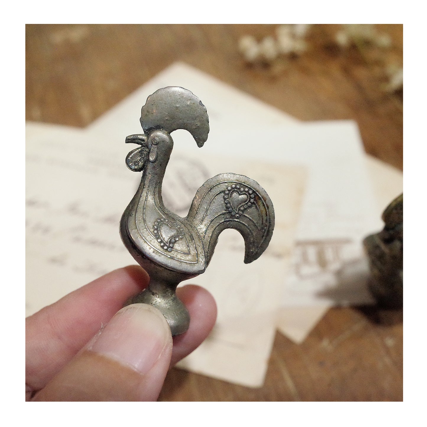 葡萄牙老件.錫製.銅鍍銀公雞小擺件.擺飾.收藏品.巴塞羅斯公雞.Rooster of Barcelos