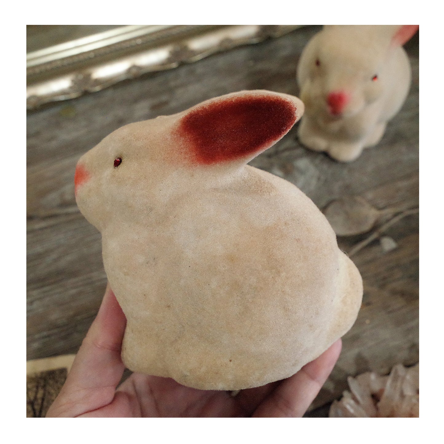 老件.早期植絨陶偶兔子造型.存錢筒.復古擺件#收藏品#生肖兔贈禮推薦