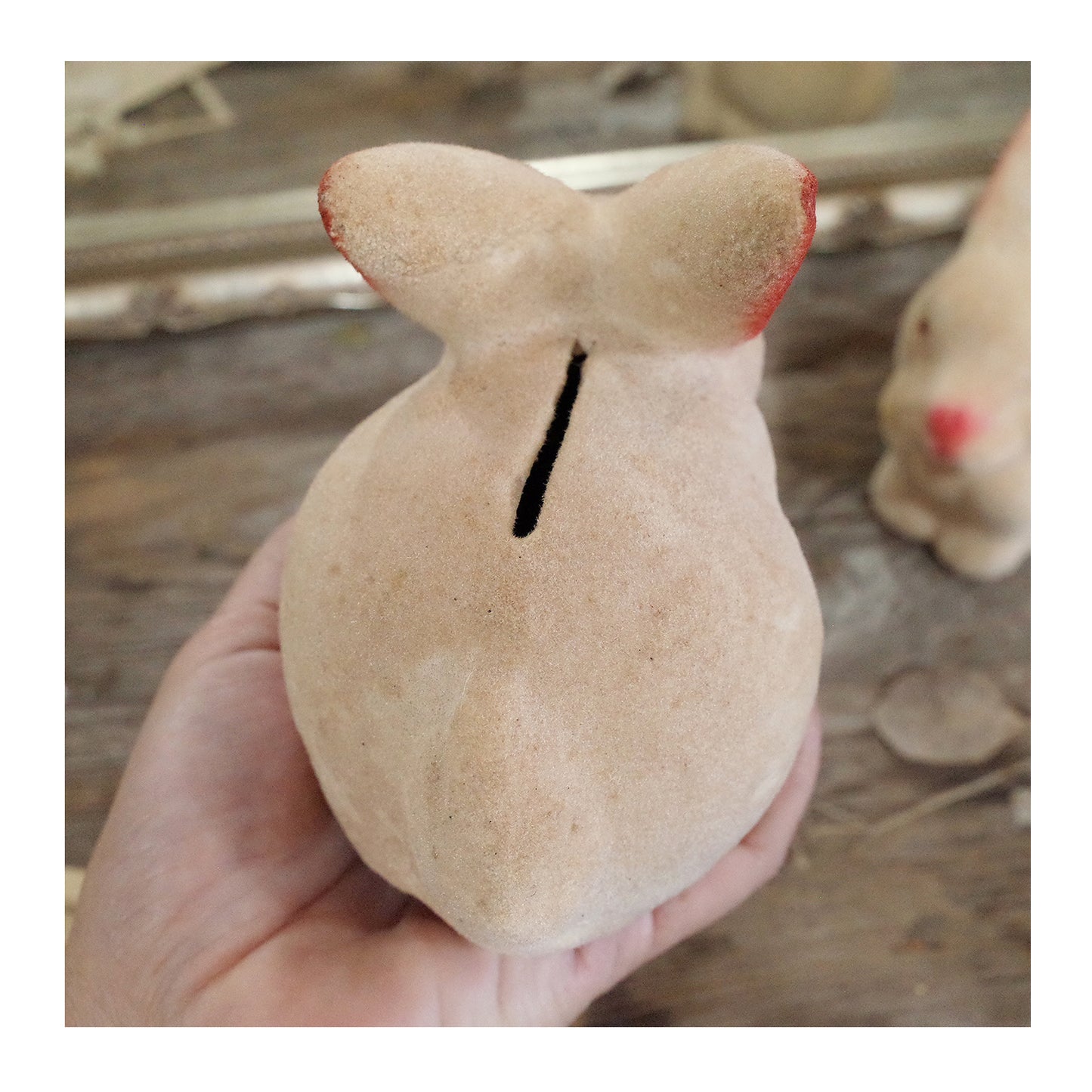 老件.早期植絨陶偶兔子造型.存錢筒.復古擺件#收藏品#生肖兔贈禮推薦