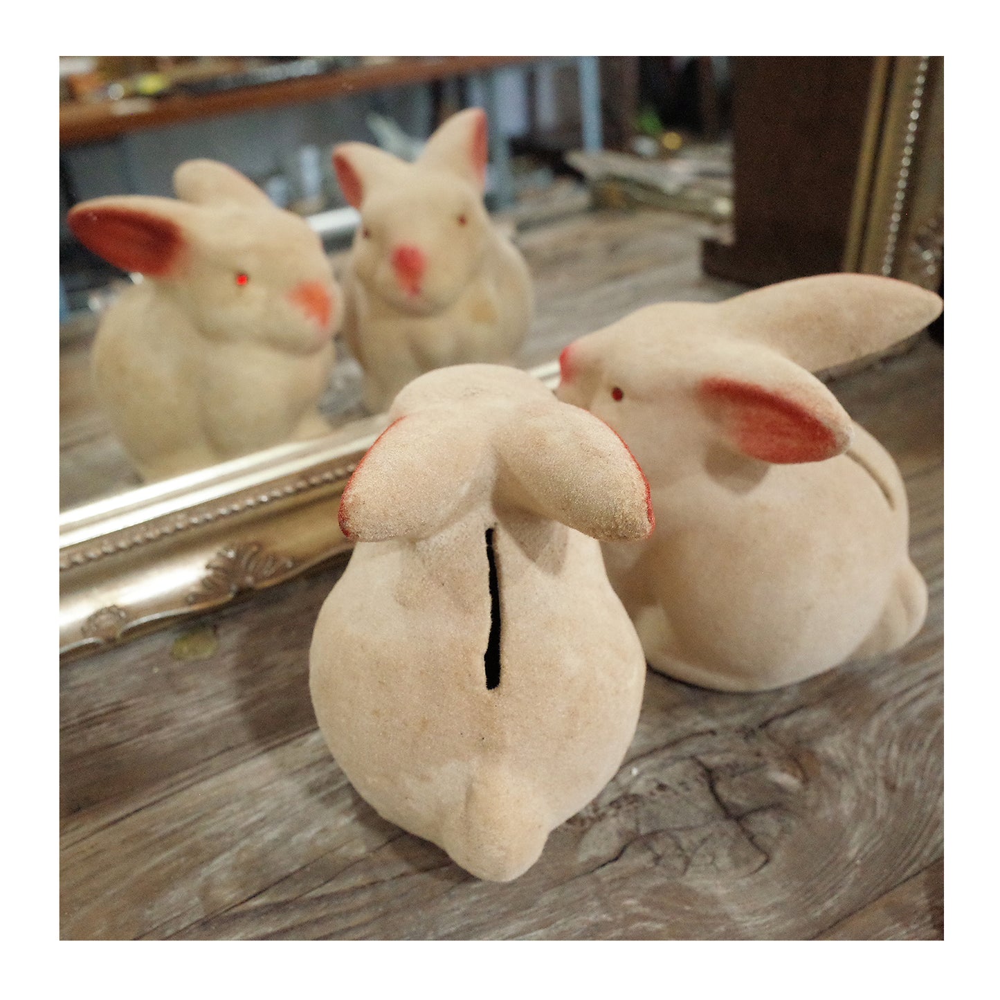 老件.早期植絨陶偶兔子造型.存錢筒.復古擺件#收藏品#生肖兔贈禮推薦